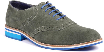 

Walker Styleways Splendid Laceup Casual Shoes For Men(Green, Noble green