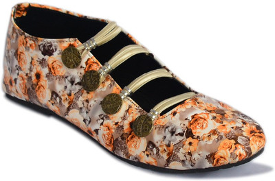 

Myra Floral Print Bellies For Women(Orange), Orange floral