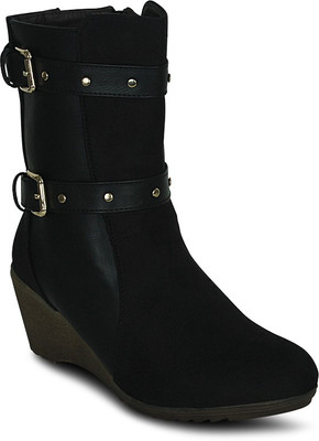 

Get Glamr Designer Dual Boots For Women(Black