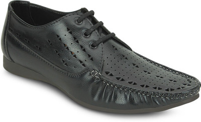 

Get Glamr Perforated Lace Ups Boat Shoes For Men(Black