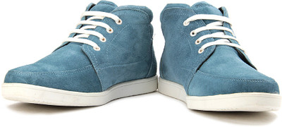 

Flippd Suede Leather Mid Ankle Sneakers For Men(White, Blue, Sea blue