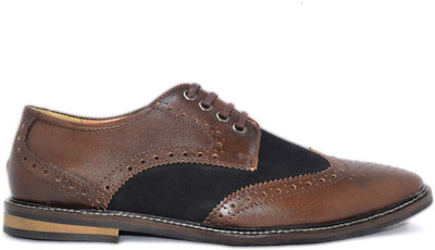 

Alberto Calza Leather Suede Matching Brogue Corporate Casuals For Men(Brown