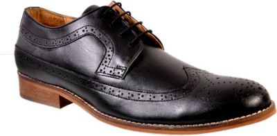 

Hirel's Men's Black Leather Lace Up For Men(Black
