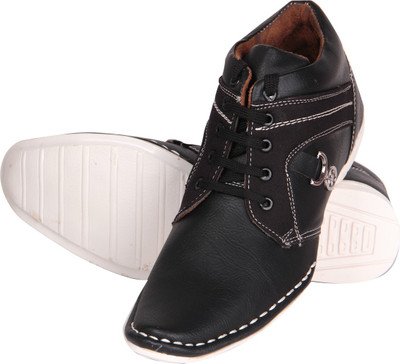 

Big Wing Black Ankle Length Casuals Shoes For Men(Black)