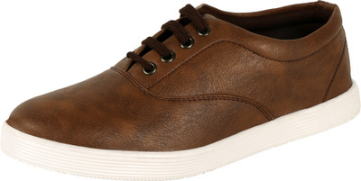 

Kalibre Stylish Synthetic Leather Lace Up Sneakers For Men(Brown
