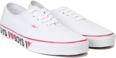 

Vans AUTHENTIC Sneakers For Men(White, Pink, (i love boys) true white/beet purple