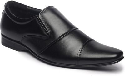 

Feather Leather Genuine Black Slip On Shoes For Men(Black)
