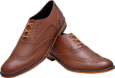 

Bxxy Genuine Leather Brogue Lace Up Shoes For Men(Tan)