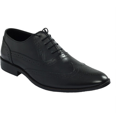 

Shoe Bazar Leather Sole Brogues Lace Up Shoes For Men(Black