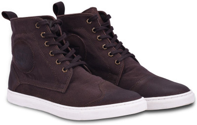 

Royal Enfield Alston - washed canvas High Ankle Sneakers For Men(Brown