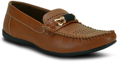 

Get Glamr Perforated Loafers For Men(Tan)