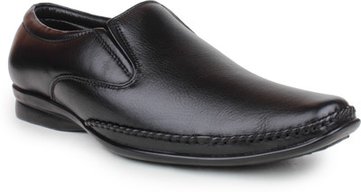 

Shumael Black Leather Slip On Shoes For Men(Black)