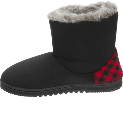 

Dearfoams Dearfoams Chalet Microsuede Boot Slipper with Buttons Black Boots For Women(Black