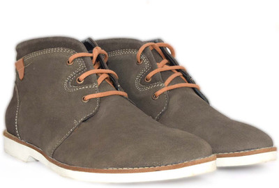 

Alberto Calza Leather Suede Ankle Boot Boots For Men(Grey