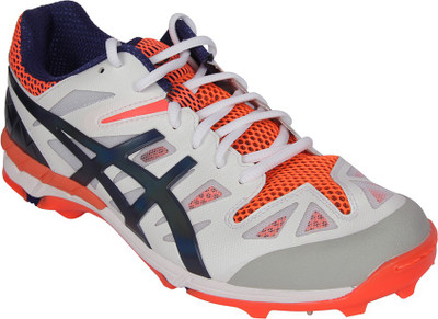 

Asics Gel-Odi Men Cricket Shoes For Men(White, Navy, Orange), White/navy/neon orange