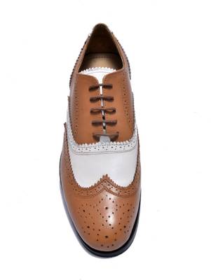 Hirel's Mens Dual Color Leather Brogues Lace Up Shoes