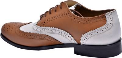 Hirel's Mens Dual Color Leather Brogues Lace Up Shoes