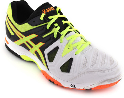 

Asics Gel-Game 5 Men Tennis Shoes For Men(White, Onyx / flash yellow / orange