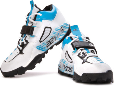 

ADIDAS Twenty2Yds Mid IV Cricket Shoes For Men(Black, White, Blue), Runwht;solblu;black1