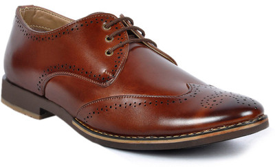 

Footlodge Men's Brown Synthetic Leather Slip On Formal Shoes Derby For Men(Brown
