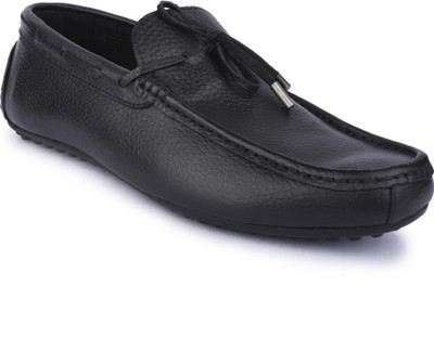 

Buckle Up MENS LEATHER SHOES BUR-1_BLACK-Size- Slip On For Men(Black