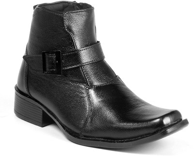 

Bxxy Leather Monk Strap Biker Boots For Men(Black