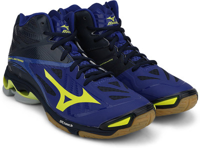 

Mizuno Wave Lightning Z2 Mid Badminton Shoes For Men(Blue, Surf the web::neon yellow::dress blues