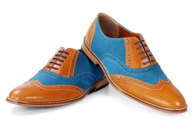 

Bxxy Wingtip Oxford Tan-Blue British Brogues Casuals For Men(Tan, Blue