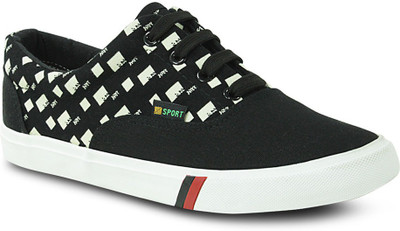 Get Glamr Designer Lace Ups Canvas Shoes For Men(Black