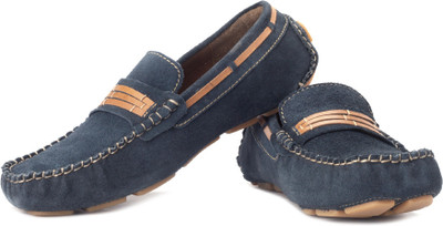 

tZaro Blue Lines Loafers For Men(Tan, Navy), Navy blue