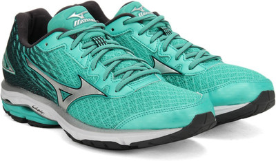 

Mizuno R606B66 WAVE RIDER 19(W) Running Shoes For Women(Green, Electric green/silver/periscope