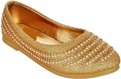 

Glinchy Comfortable Party Wear Synthetic Leather Bellies Bellies For Women(Gold