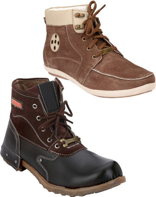 

Rocozo Hunk Boots with Rz Ankle Boots For Men(Brown