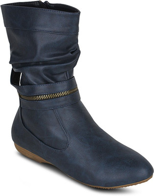 

Get Glamr Sersie Zipper Boots For Women(Blue)