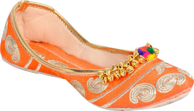 

Panahi Synthetic Casual cum Party wear Belly Shoes Ethnic Footwear Mojari Jutis For Women(Multicolor, Orange