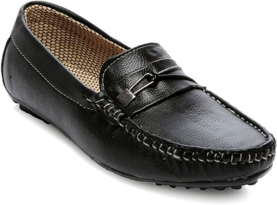 

TEN Black Faux Leather Loafers Casuals For Men(Black