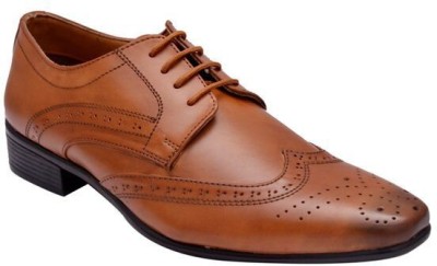 Hirel's Tan Stylish Derby Brogues Lace Up Shoes For Men(Tan , 6 UK/India)