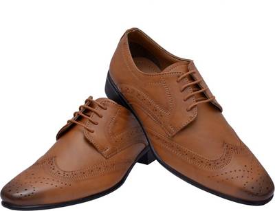 Hirel's Brown Stylish Derby Brogues Lace Up Shoes
