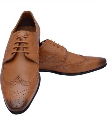 Hirel's Brown Stylish Derby Brogues Lace Up Shoes