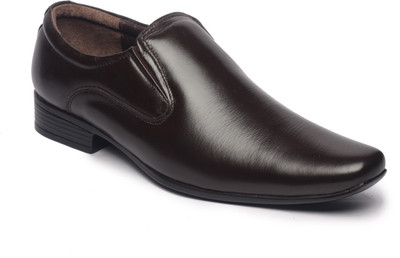 

Feather Leather Genuine Brown Slip On Shoes For Men(Brown