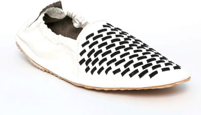 

TheWhoop Mens Black Checks White Mojaris Loafers For Men(White