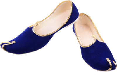 Mochadi Royal Blue Ethnic Jutti For Men(Blue, Gold