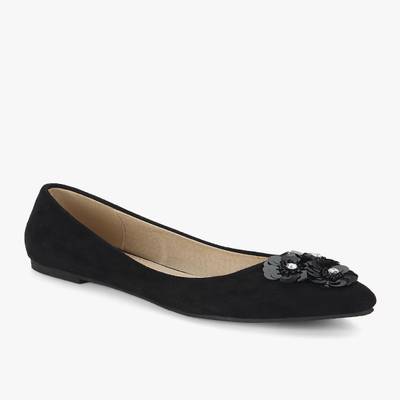 Addons Addons Floral Sequins Suede Ballerinas Bellies