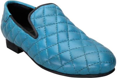

Bare Skin Blue Genuine Leather Diamond Style Slip On Shoe For Men Loafers For Men(Blue