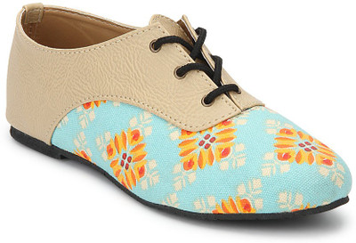 

Chalk Studio Turquoise Batik - Oxford Lace Ups Casuals For Women(Blue