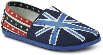 

Get Glamr Britain Slip Ons Canvas Shoes For Women(Blue)