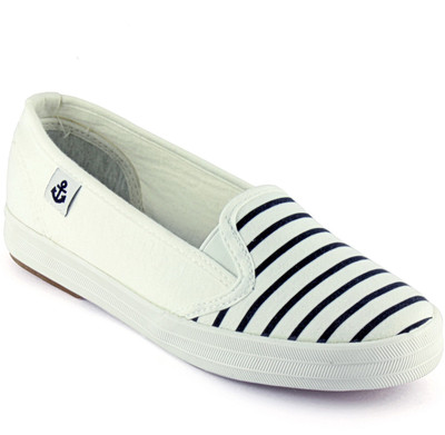 

DeVEE Anchor Whit Navy Striped Loafers For Women(White, Navy