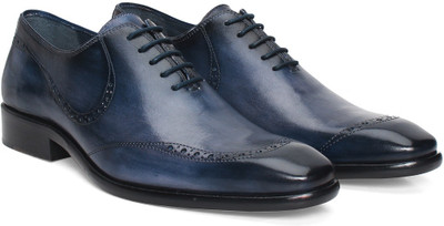 

Brune HAND PAINTED BLUE LEATHER FORMAL SHOES BY BRUNE Lace Up For Men(Blue