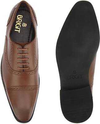 Brigit Half Brogue Shoes Black Lace Up