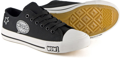 

DeVEE Ohh WOW! Black Canvas Shoes For Women(Black